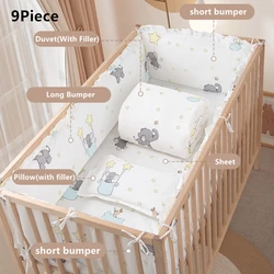 6/9PCS Cartoon Elephant Crib Bedding Set for baby boy nursery bedding set 4Bumpers Duvet Sheet Pillow