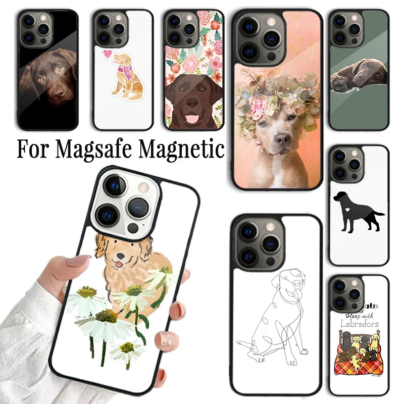 Funda de teléfono magnética con carga inalámbrica, cubierta bonita de Labrador Retriever para iPhone 16, 15, 14, 13, 12 Mini, 11 Pro Max Plus, Magsafe