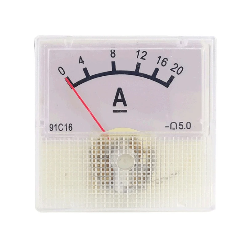 Analog Current Panel Meter for DC 0-20A Ammeter Square Shape Current Test Mechanical Pointer Type for DC Panel Meter Amp