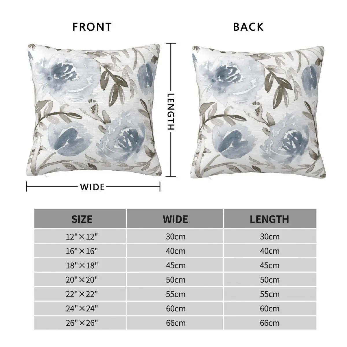 Loose Florals In Dusty Blue Taupe Pillowcase Polyester Linen Velvet Pattern Zip Decor Room Cushion Cover 45x45