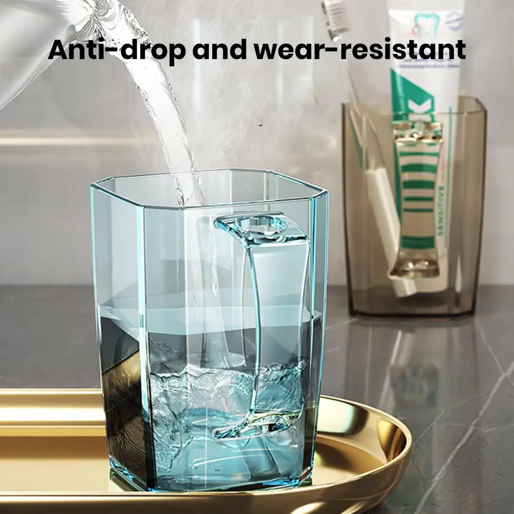 كوب غسول الفم البلاستيكي الشفاف مع مقبض كوب شطف خالي من الرائحة كوب خالي من الأزيز حامل فرشاة الأسنان للحمام المنزلي والسفر