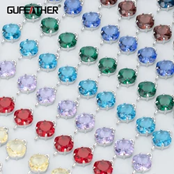 GUFEATHER-Lot de pendentifs MB20 pour la fabrication de bijoux, accessoires de bijouterie, sans dégrad, plaqué rhodium, cuivre, verre, breloques, fait à la main, 10 pièces