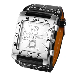 LANCARDO Mens Military Punk Large Dial Wide Strap Watch Sport Casual Leather Band Quartz Wristwatch Gift Male Clock Reloj Hombre