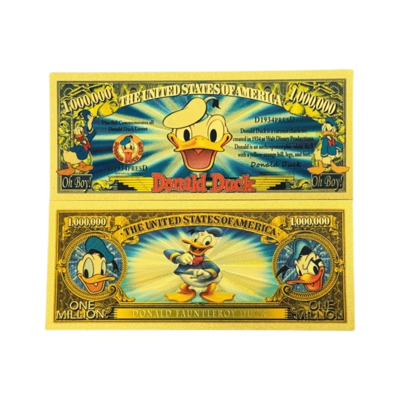 الأكثر مبيعًا من Disney Anime 6 أنواع من الأوراق النقدية ميكي مطلية بالذهب عيار 24 قيراط للتجميع