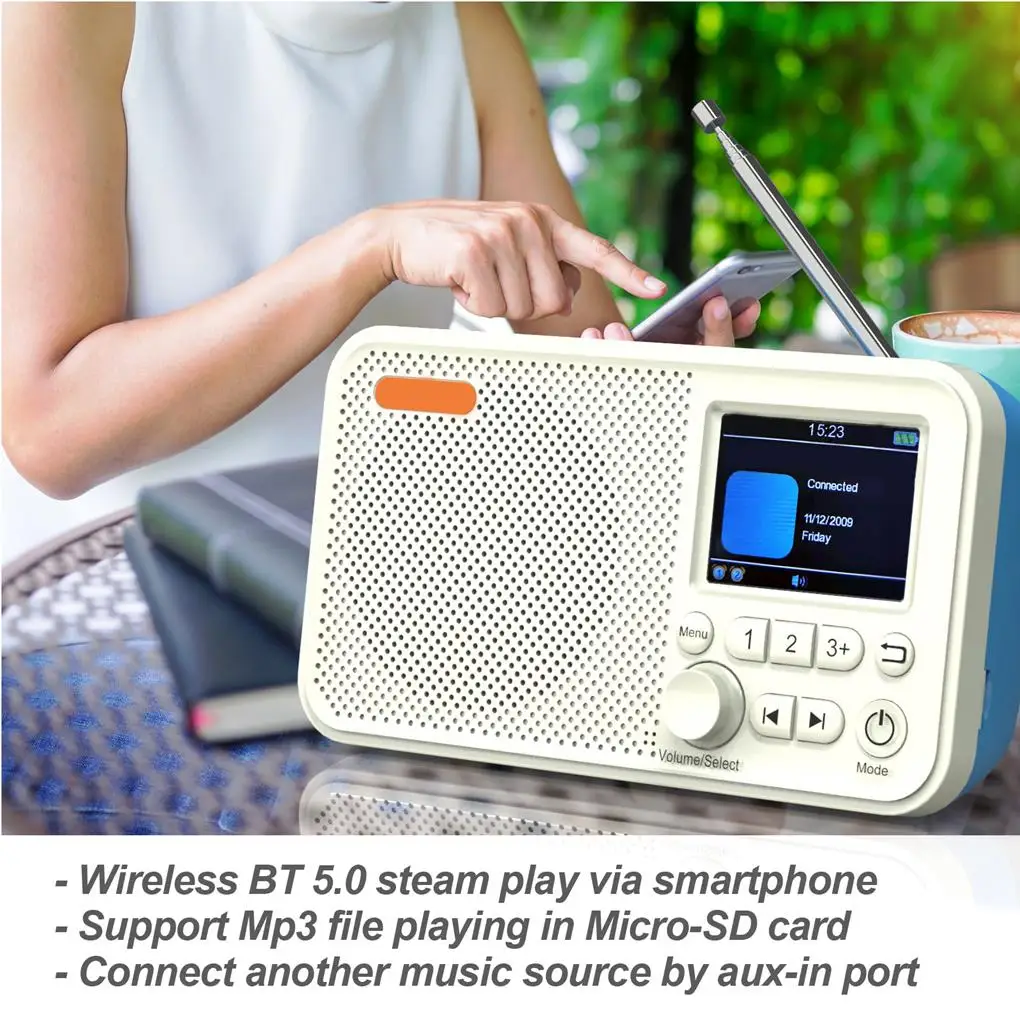 

2.4-Inch LCD Full Color Display Digital Radio DAB Radios Portable Receiver Bluetooth-compatible SD Card Player Office Home