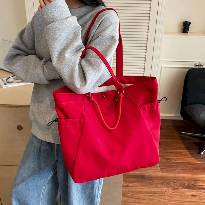 

Nylon Tote Bags Reusable Waterrproof Shoulder Bags Casual Solid Design High-capacity Japanese Style Student Handbag for Women