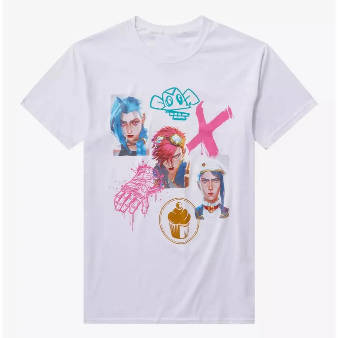 T-shirt à manches courtes pour hommes, imprimé avec des graphiques d'anime liés aux jeux Pop Summer Game, en coton, coupe ample, tendance rétro américaine