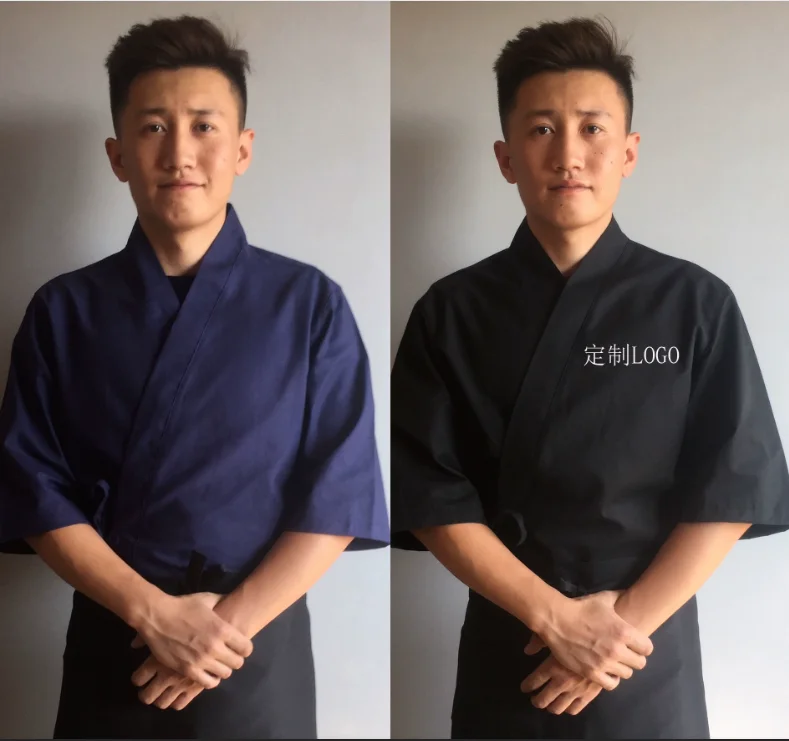 Uniforme de Chef, veste de Cuisine japonaise, chemise à Sushi, Kimono de printemps, hauts de cuisinier de Restaurant Vintage