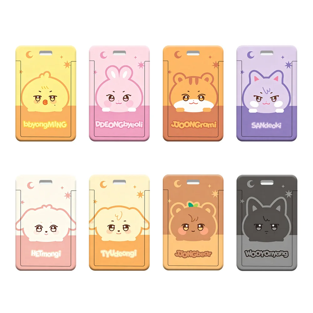 Idol ATEEZ New Style Cartoon Work ID Holder Student Campus Card Holder Bus Meal Card Mingi Yunho Seonghwa Jongho San Fans Gifts