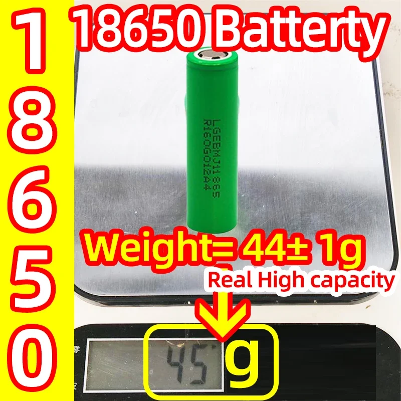 

45g! Real High Capacity 18650 100% Original 25A 2024New Bestselling Discharge Rechargable 3.7V Li-Ion Oplaadbare Battery
