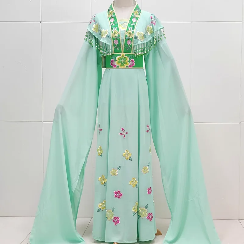 

Yue Huang Mei Opera Costume Drama Stage Performance Hanfu Hua Dan Lead Female Actress Embroidery Beading Long Sleeve Maid Outfit