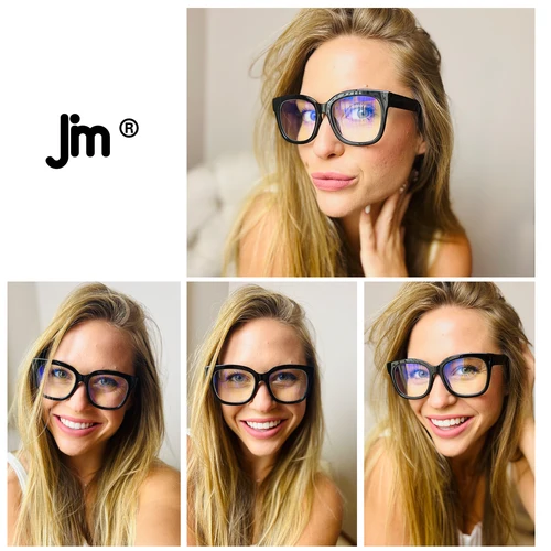 Imagen 2 del producto JM Paquete de 3 gafas de lectura antiluz azul, gafas graduadas de buena calidad para mujer, gafas cuadradas de moda para leer en ordenador