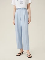 FSLE High Waisted Suit Pants Women's Summer Cropped Casual Pants Loose Slimming Tapered Women Blue Black Pants 24FS12101 - Image 3