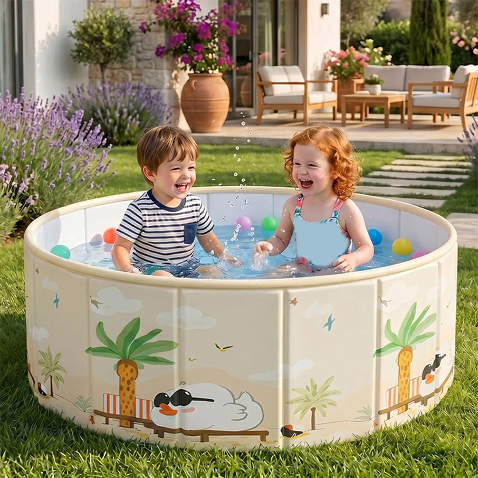 Thickened Bathtub Foldable Dog Pool Outdoor Backyard Pool Swimming Tub Dog Bathing Tub For Camping Boys Girls Pets view 2