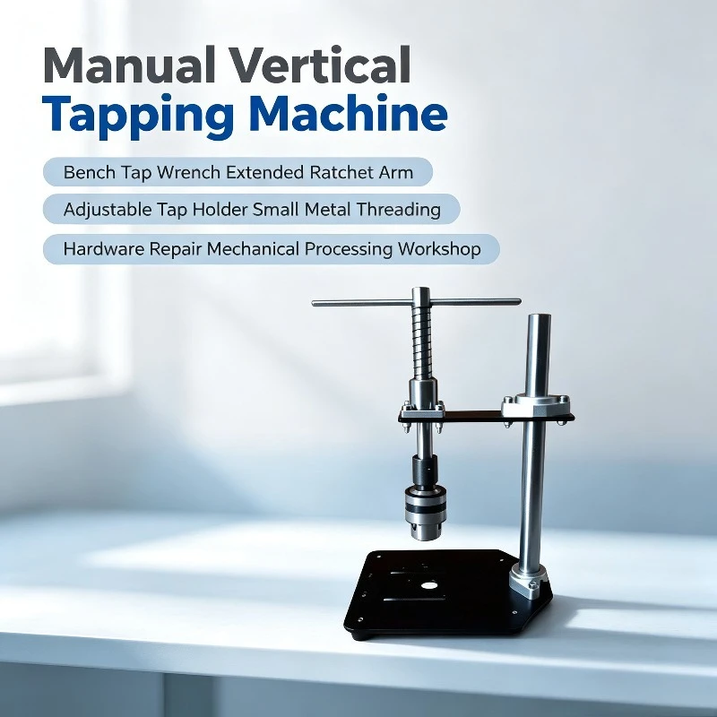 Manual Vertical Tapping Machine, Bench Tap Wrench with Extended Ratchet Arm and Adjustable Tap Holder