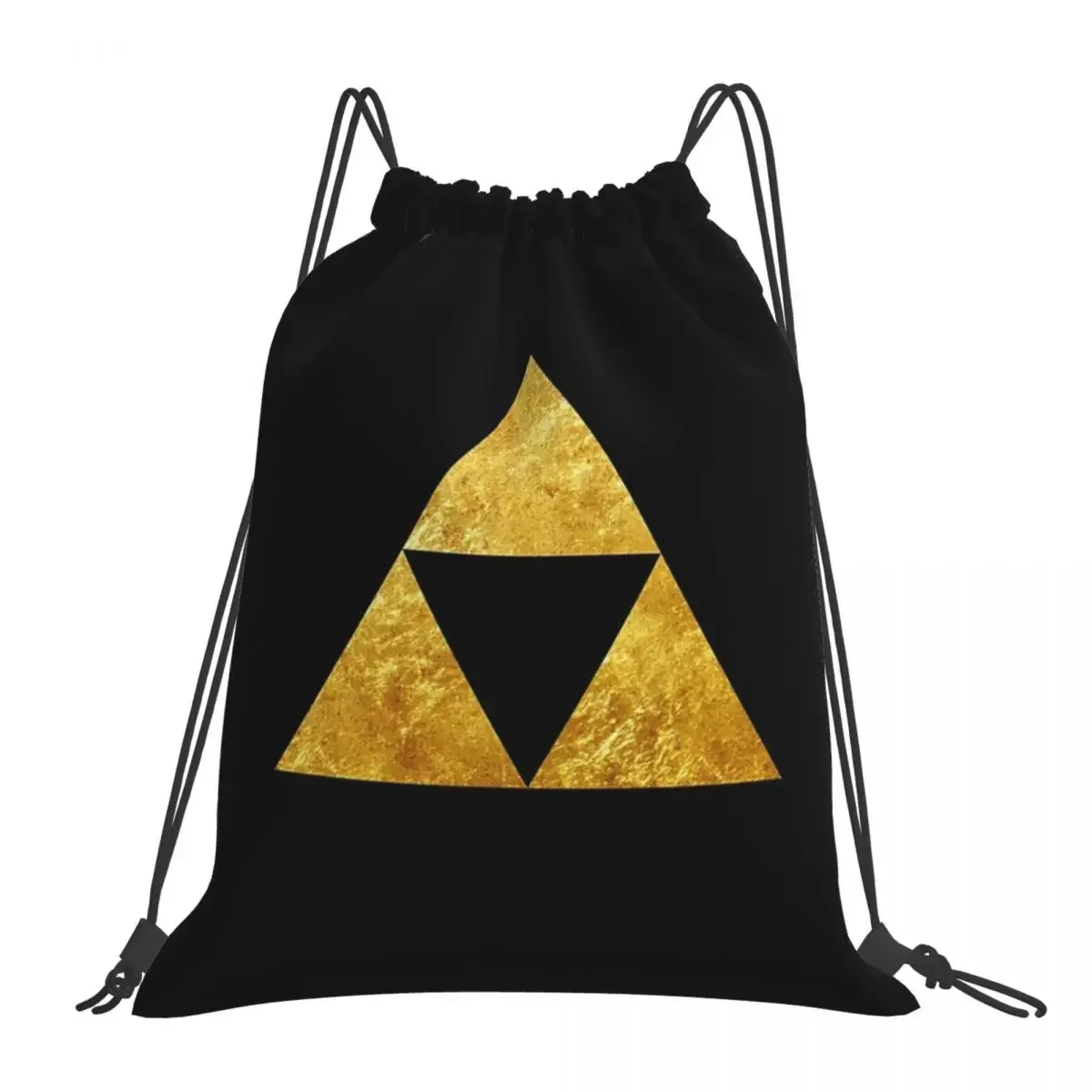 Gold Triforce Symbol Zelda Backpacks Portable Drawstring Bags Drawstring Bundle Pocket Shoes Bag BookBag For Travel Students