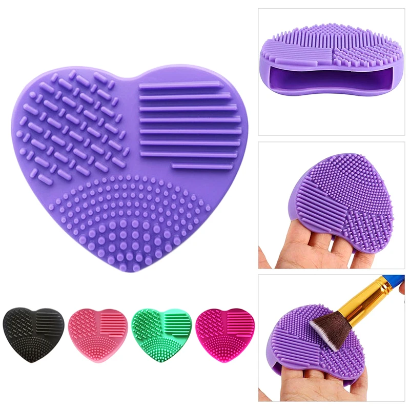 Colorful Heart Shape Clean Make Up Brushes Wash Brush Silica Glove Scrubber Board Cosmetic Cleaning Tools For Makeup Brushes