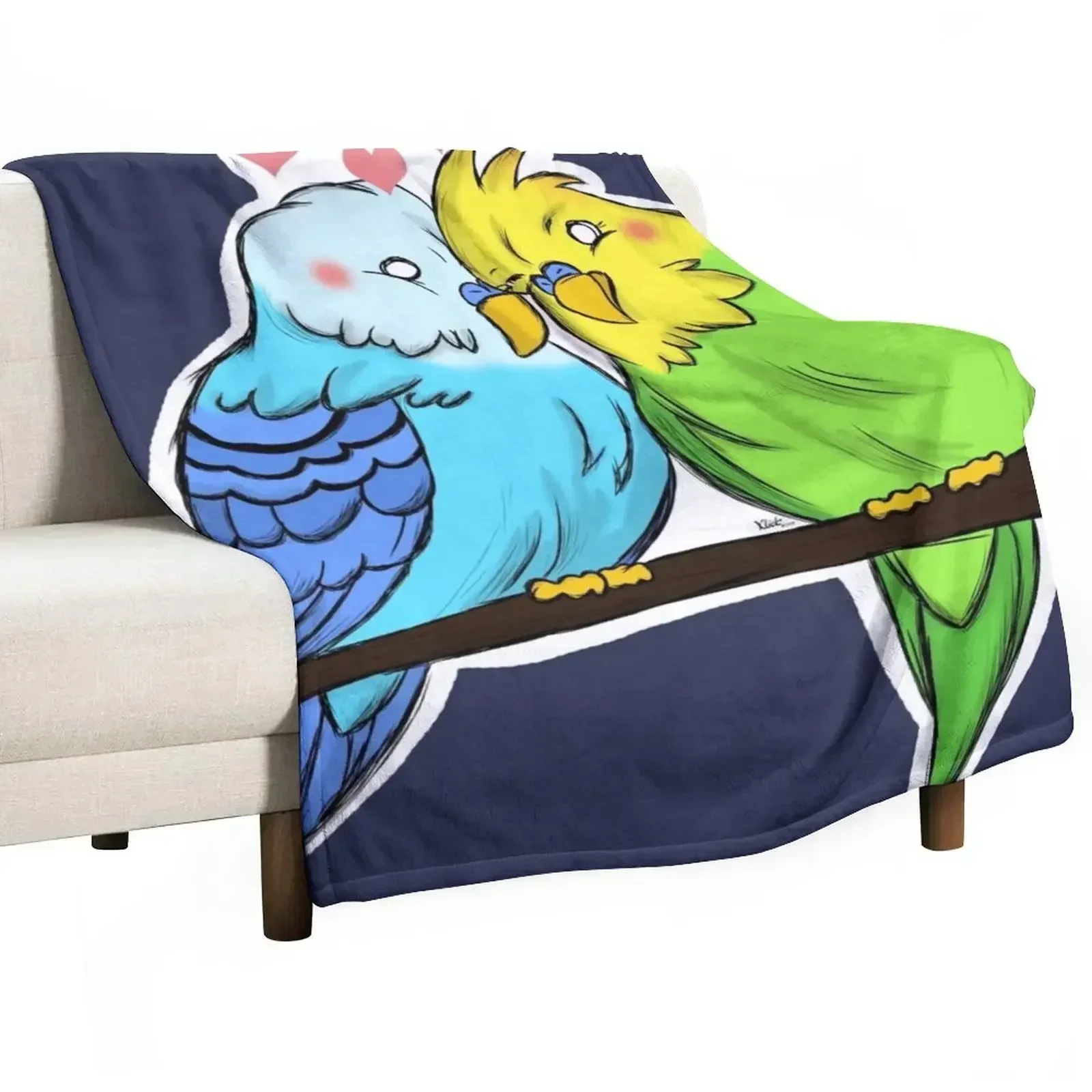 Love Budgies Throw Blanket Beach Travel for winter Hair Blankets