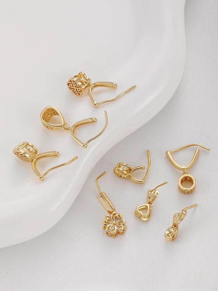 Fukui 4K Gold Plated Cherry Blossom Seed Bule Pendant Clasp DIY Handmade Nelace Charm Alloy Material Fre out Brand ZuoFan