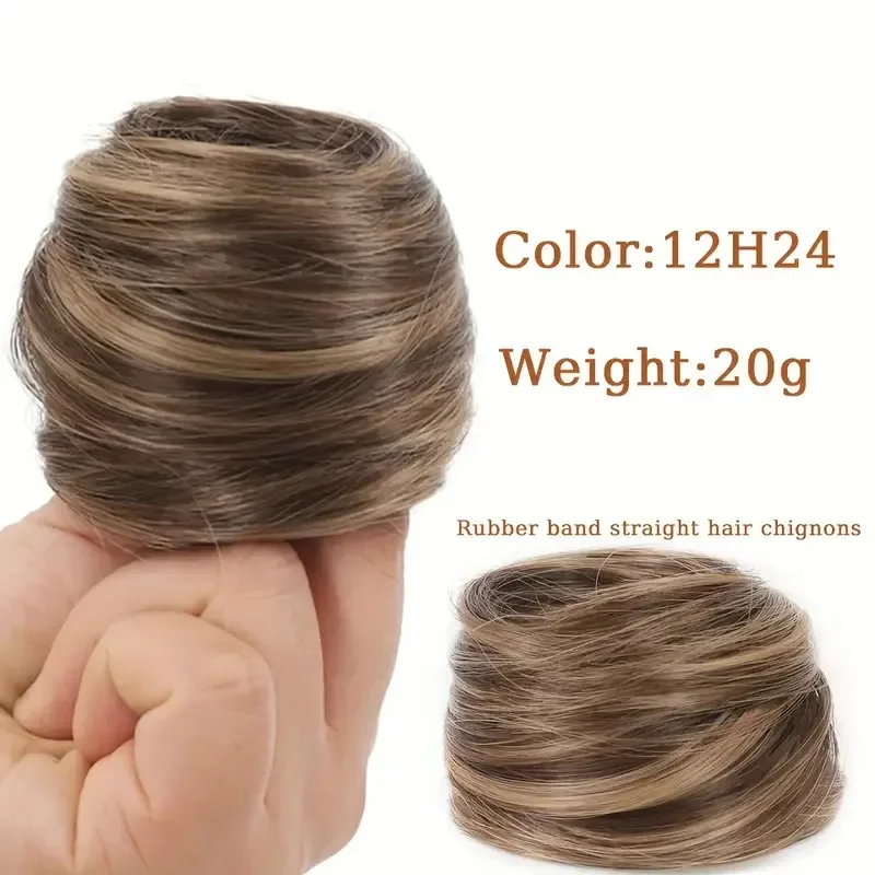 Synthetic Straight Brown Hair Bun Women's Ball Head Wig Ring Fluffy Bun Light And Compact Donut