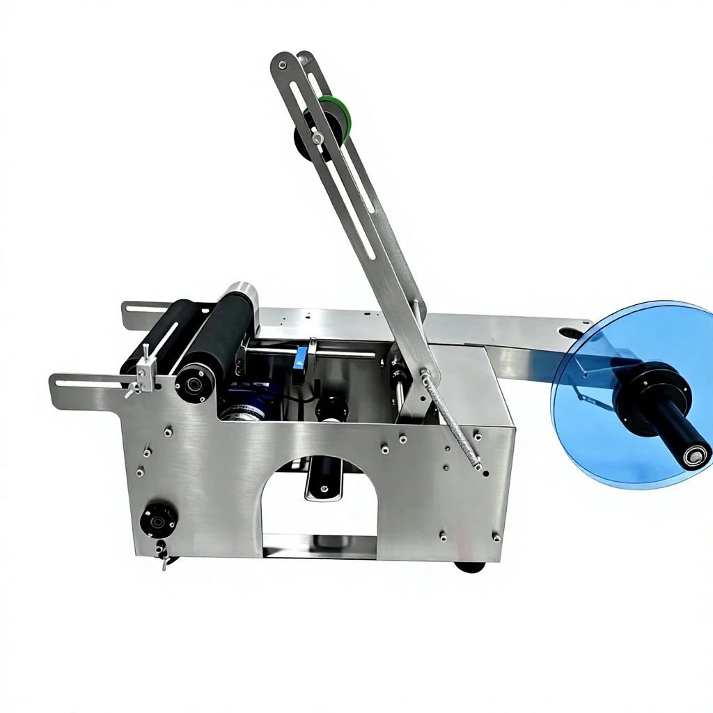 Labeling Stainless Steel 304 Cylindrical Container Label Applicator for Beverage Manual Horizontal Round Bottle