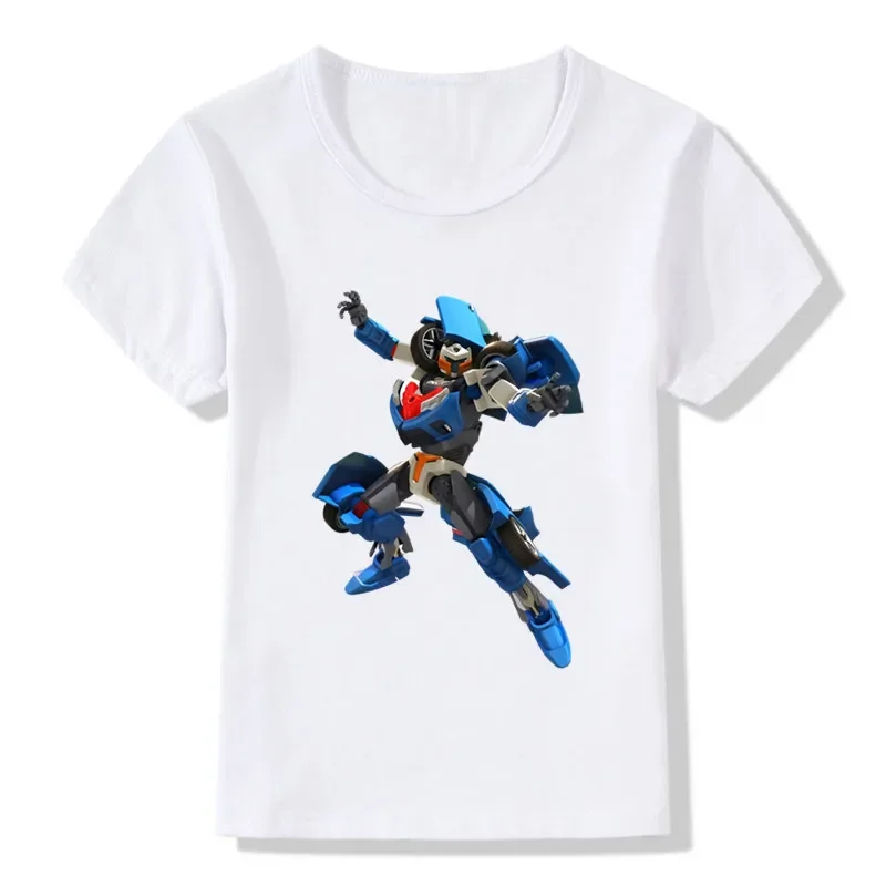 Tobot Evolution Transformer Robot Car Print Boys T-shirts Summer Fashion Kids Tshirt Streetwear Baby Girls Clothes Children Tops