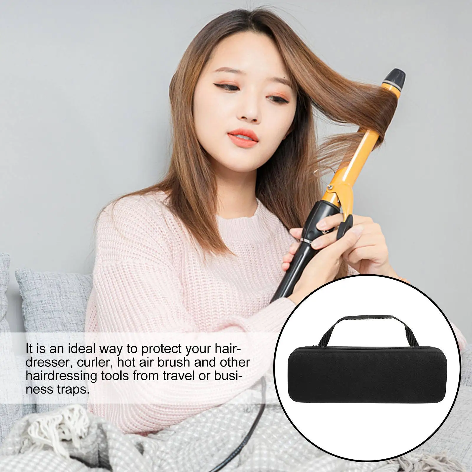 

Compact Hair Curler Travel Case Shockproof Dustproof Portable Hard Storage Bag For Hair Dryer Curling Tool