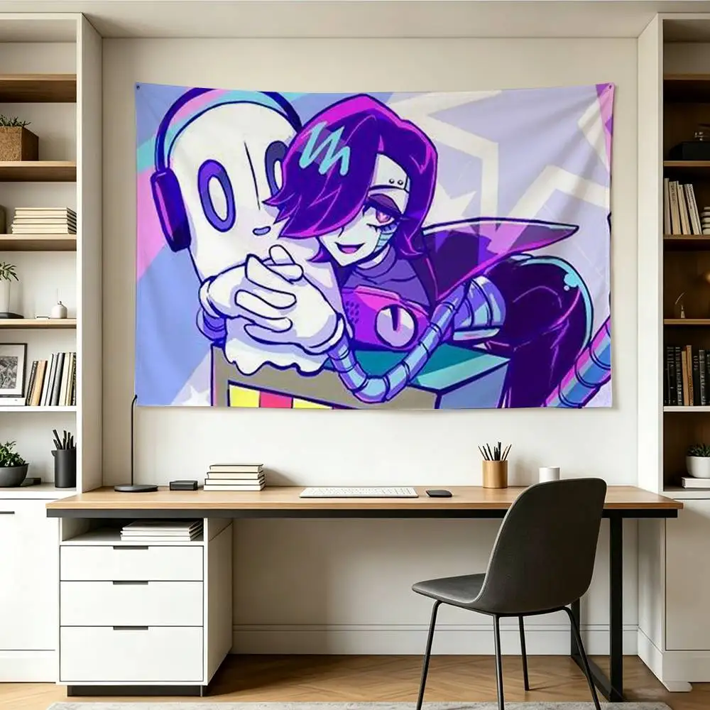 Mettaton U-Undertale Flags Wall Hanging Background Art Banner for Bedroom Home Outdoor Decor