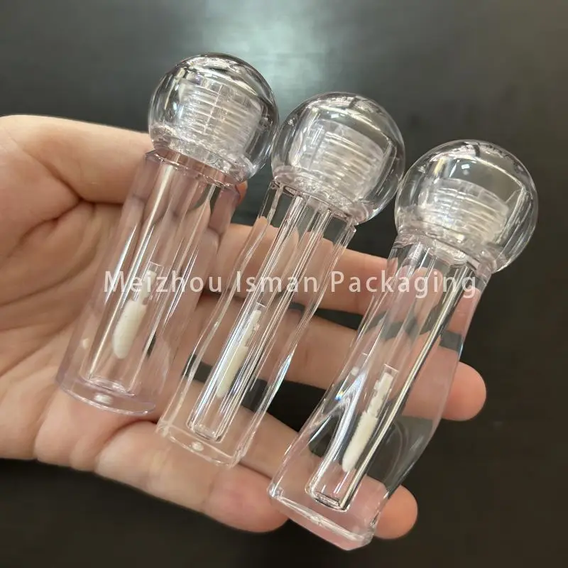 50pcs clear ball top 3ml lip gloss tube unique empty transparent wavy irregular lipgloss cosmetic packaging tubes