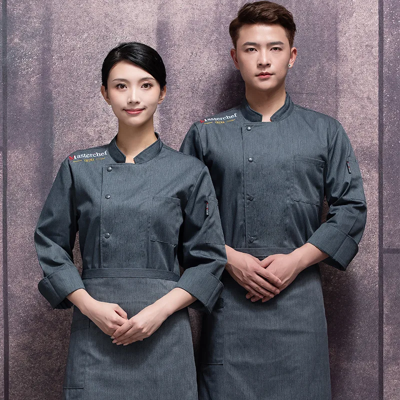 Chef Overalls Long Sleeve Men'S Summer Breathable Thin Fast Food Restaurant Canteen Rear Kitchen Clothes S