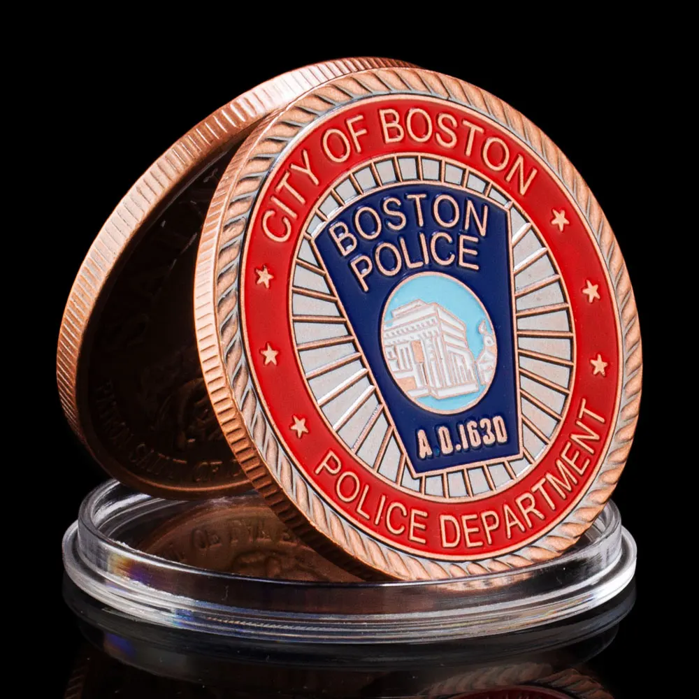 United States City of Boston Police Department Collectible Copper Plated Soouvenir Coin Saint Micheal Commemorative Coin