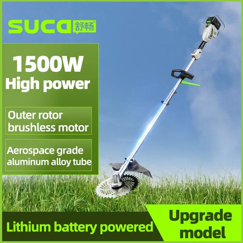 SUCA Sc-6202 40V Cordless Brush Cutter Power Grass Trimmer Lithium Battery Cut Grass Machine String Trimmer Lawn Mower