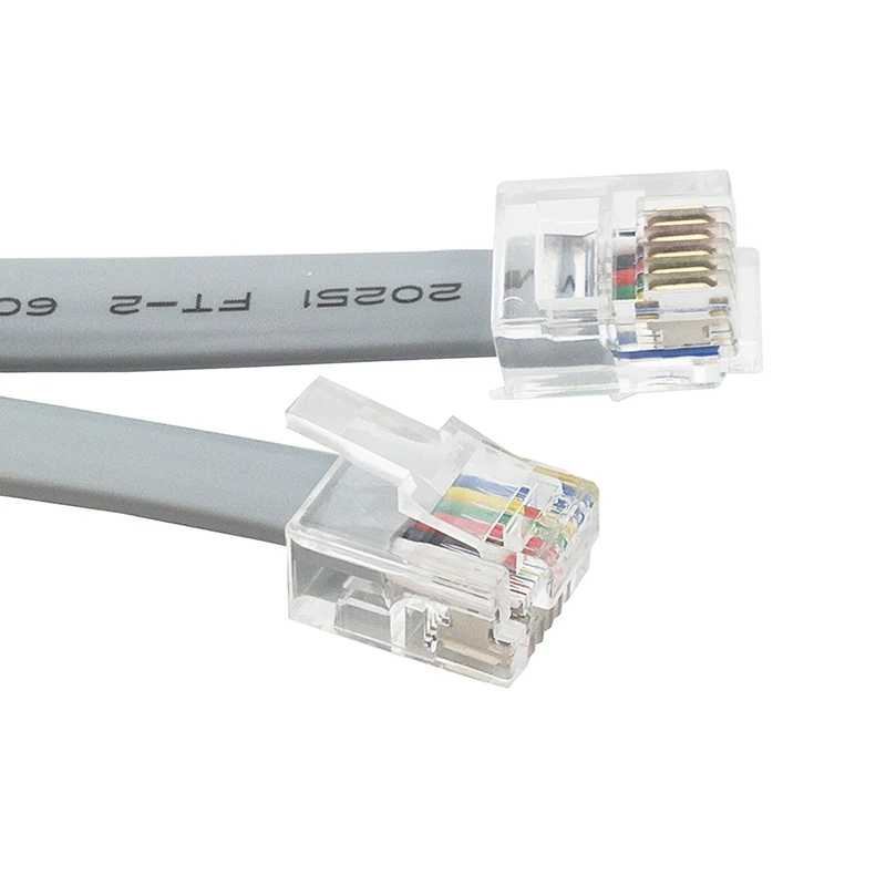 6-core crimped RJ11 crystal connector with 6P6C flat cable - Makeblock / Ability Storm RJ25 connection cable