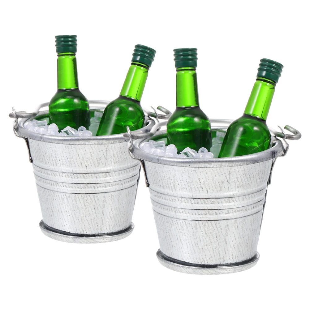 

House Ice Bucket Dollhouse Miniature Bottle Barrel Ornament Toy Bottles Decoration Micro Scene