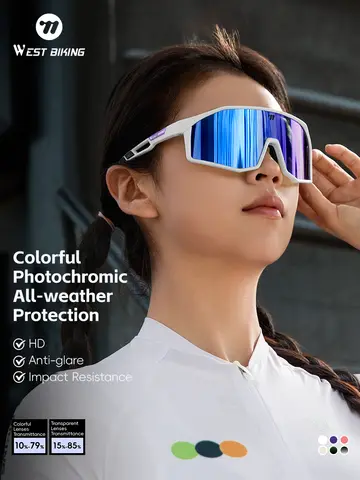 서쪽 자전거 유행 광 변색 선글라스 Muticolor 남자 여자 사이클링 고글 선글라스 케이스와 야외 스포츠 안경