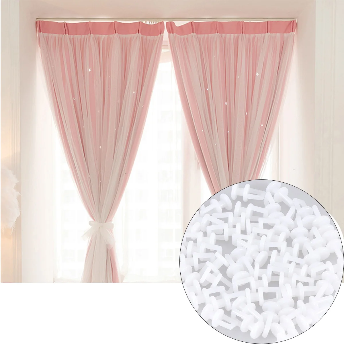 

100 pcs Curtain Rollers Smooth Curtain Wheel Wheels For Standard Rods Easy Install Fit All Color Curtains White