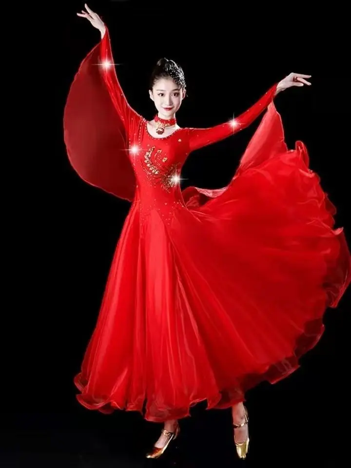 New Modern Dance Costume Social Dance Ballroom Dance Big Swing Clothes National Standard Dance Competition Dress Waltz Clothes