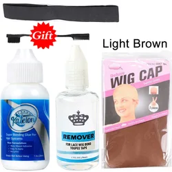 Pegamento de encaje a prueba de agua para peluca, Pegamento de sujeción fuerte, Unión Invisible, removedor de pegamento, gorra de peluca, diadema para cierre Frontal, 38ml