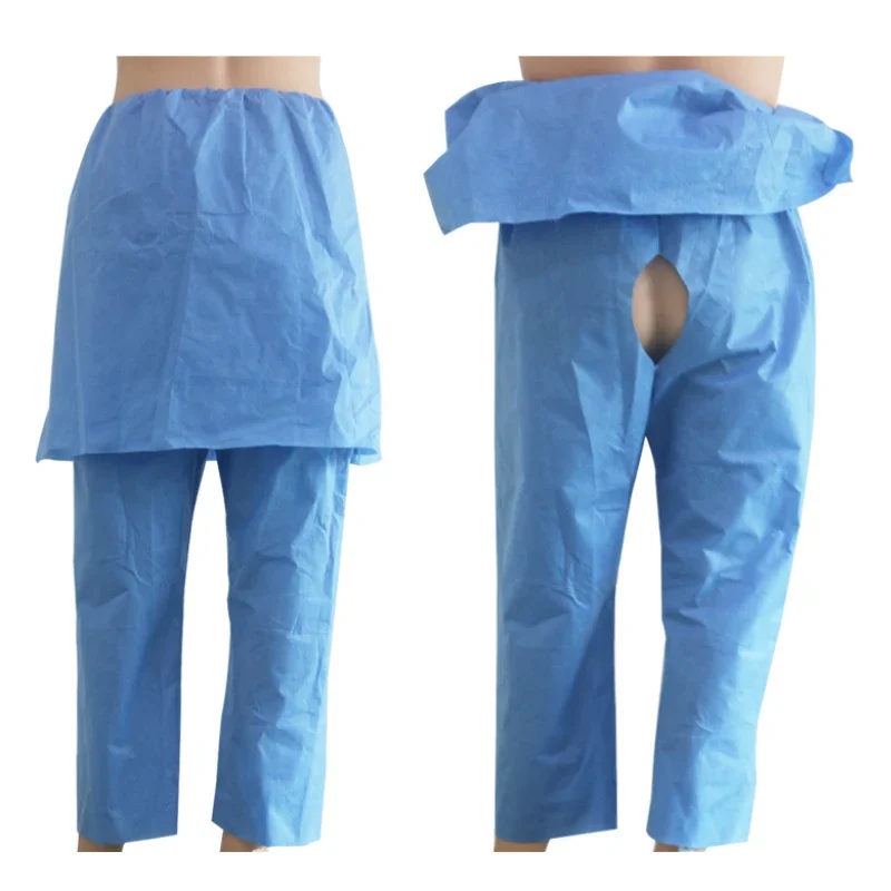 SMS Non-woven Disposable Colonoscopy Skirt Pants Waterproof Assisted Care Protect Patient Privacy Examination Pant For Women Men