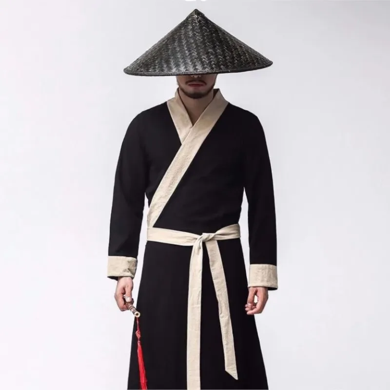 Ancient Chinese Long Shirt National Costume Traditional Swordsman Clothing Vintage Martial Arts Cosplay Dress Men Women Hanfu