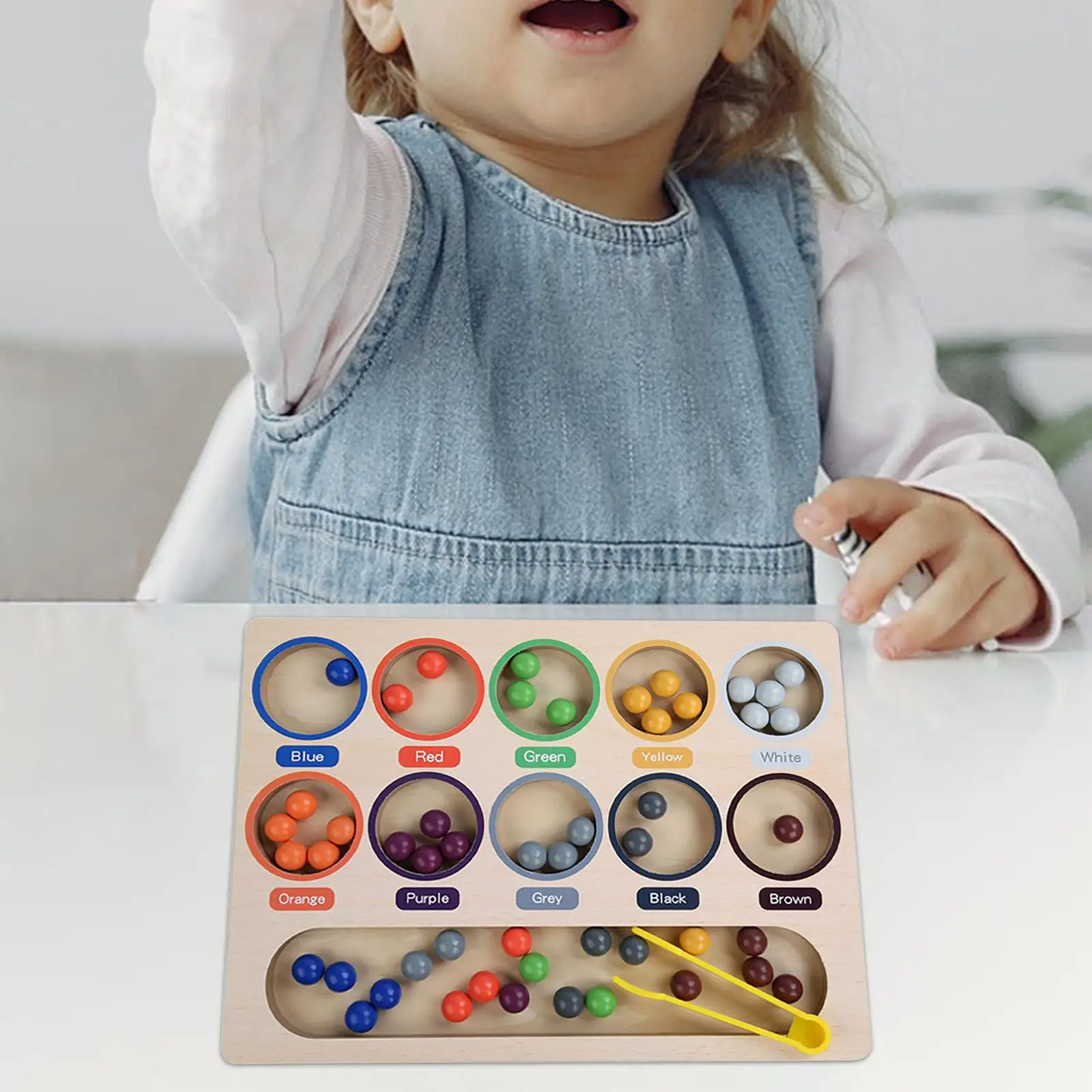 Montessori Toy Fine Motor Math Manipulatives Wooden Peg Board Game Wooden Board Bead Game for Kids Children Girls and Boys