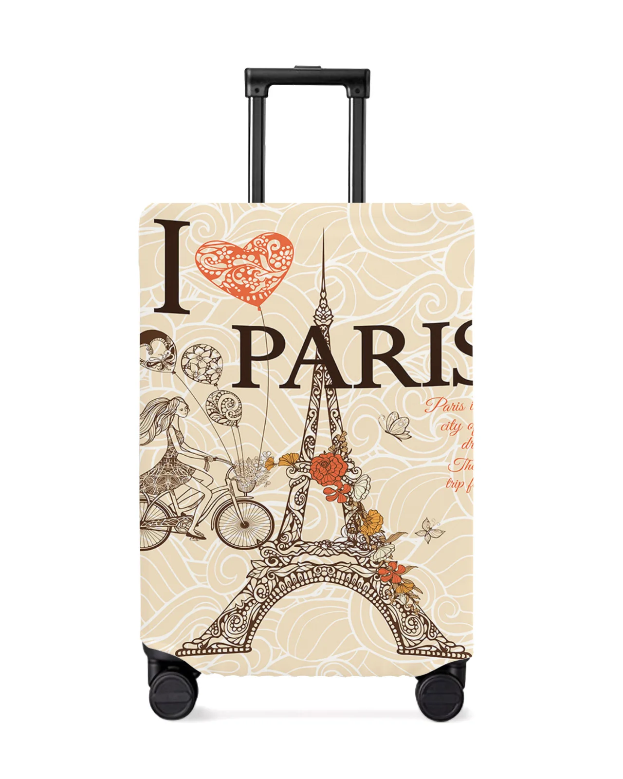 

Red Love Girl Cyclist Eiffel Tower Paris Luggage Protective Cover Travel Accessories Suitcase Elastic Dust Case Protect Sleeve