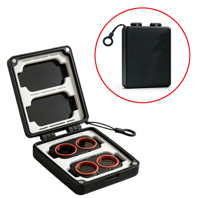 1PCS pour DJI Osmo Pocket 4P, étui pour filtres, organisateur à 4 emplacements, boîte de rangement portable pour filtres, coque extérieure anti-rayures avec TPU souple linéaire