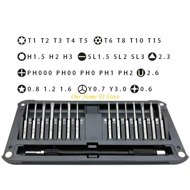 

M4YC 30 in 1 Screwdriver Set Extended Bit Repair Tool Aluminium for Mobile Phones Cameras Accessories