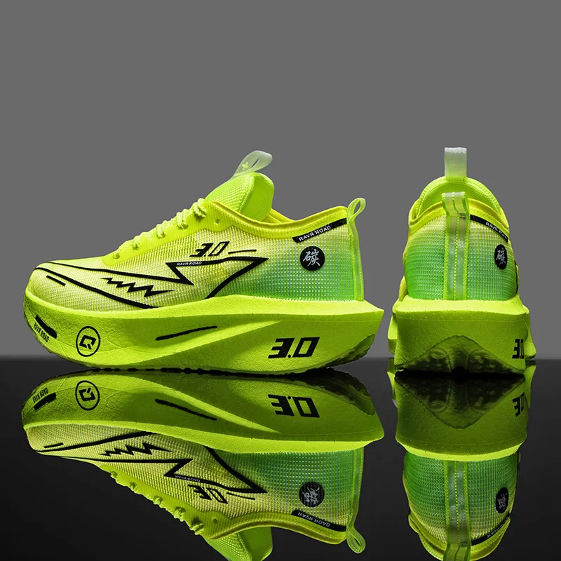 Men's Carbon Board Sneakers Anti-slip Cushioned Comfortable Racing Training Running Shoes Mesh Tennis Shoes Casual for Women