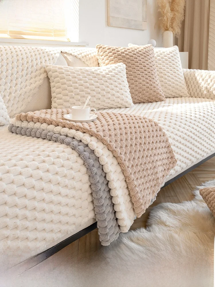 

Зимний противоскользящий простой современный фланелевой чехол для дивана, стеганый коврик для дивана, теплое хранение, декор для постельного белья