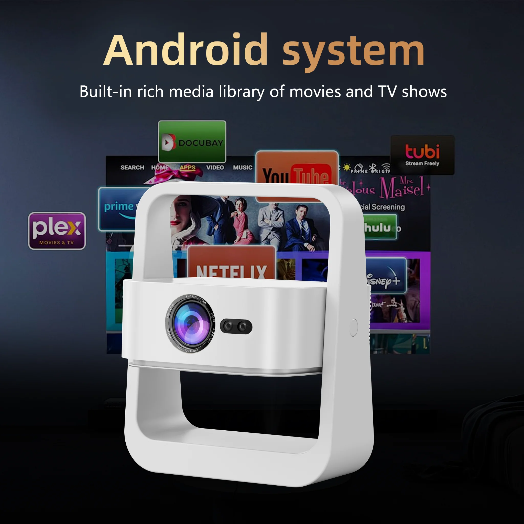 Q8 Smart Projector 1080P FULL HD 180° Rotation Angle Auto Focus Support Android System WiFi6 Portable Mini Home Outdoor Cinema