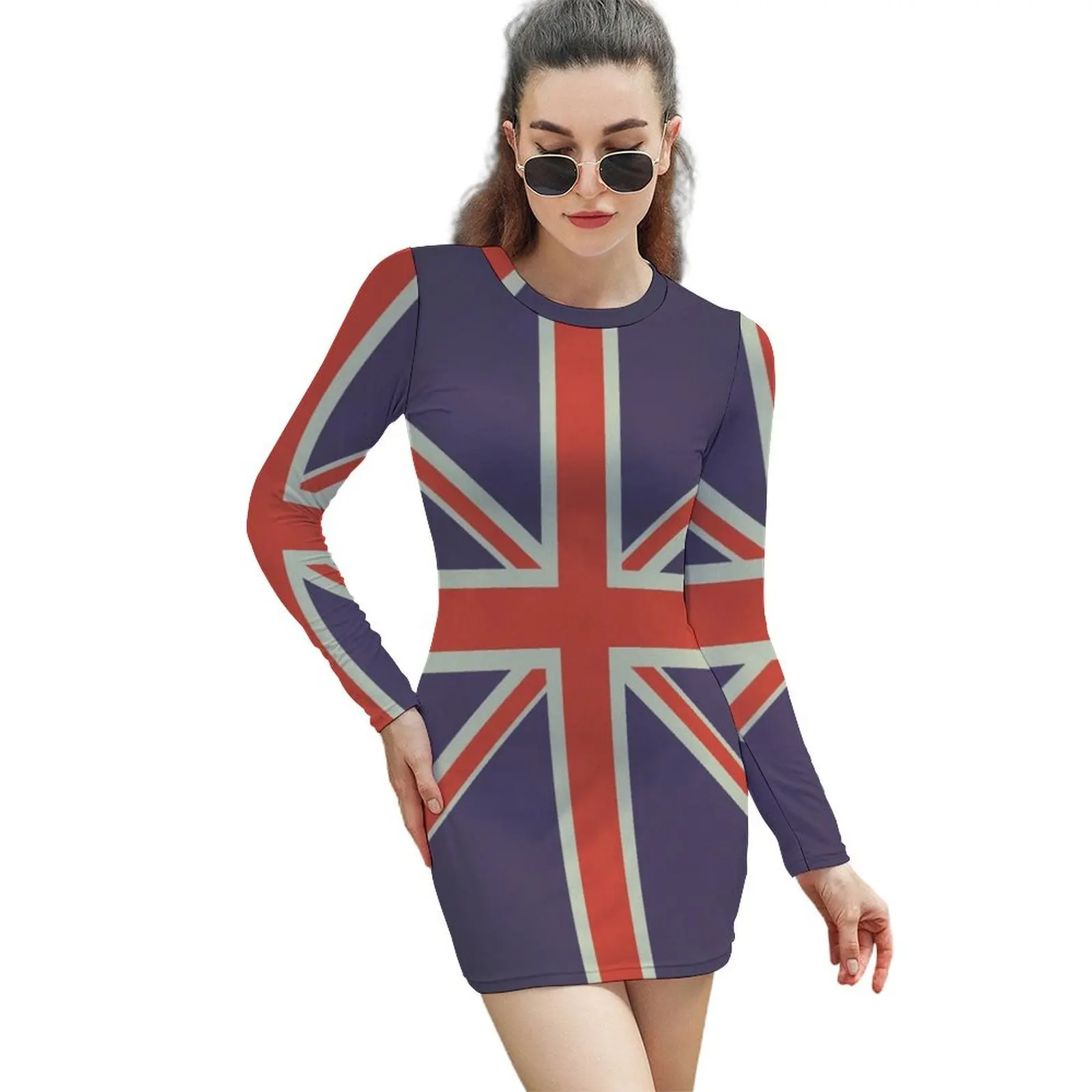 

British Mod Union Jack Design Long-Sleeved Sheath Dress Beachwear Elegant gown dresses for women 2024 Women's summer suit