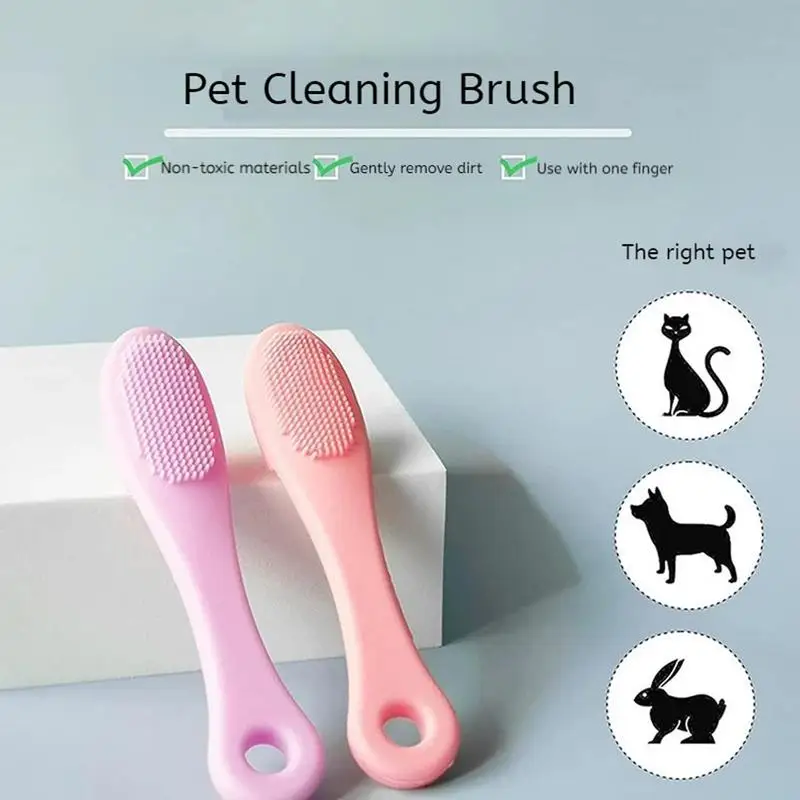 Cat Chin Brush Soft Silicone Grooming Chin Scrubber Non-Slip Multifunctional Finger Pet Supplies Cleaning Brush for Cats & Dogs