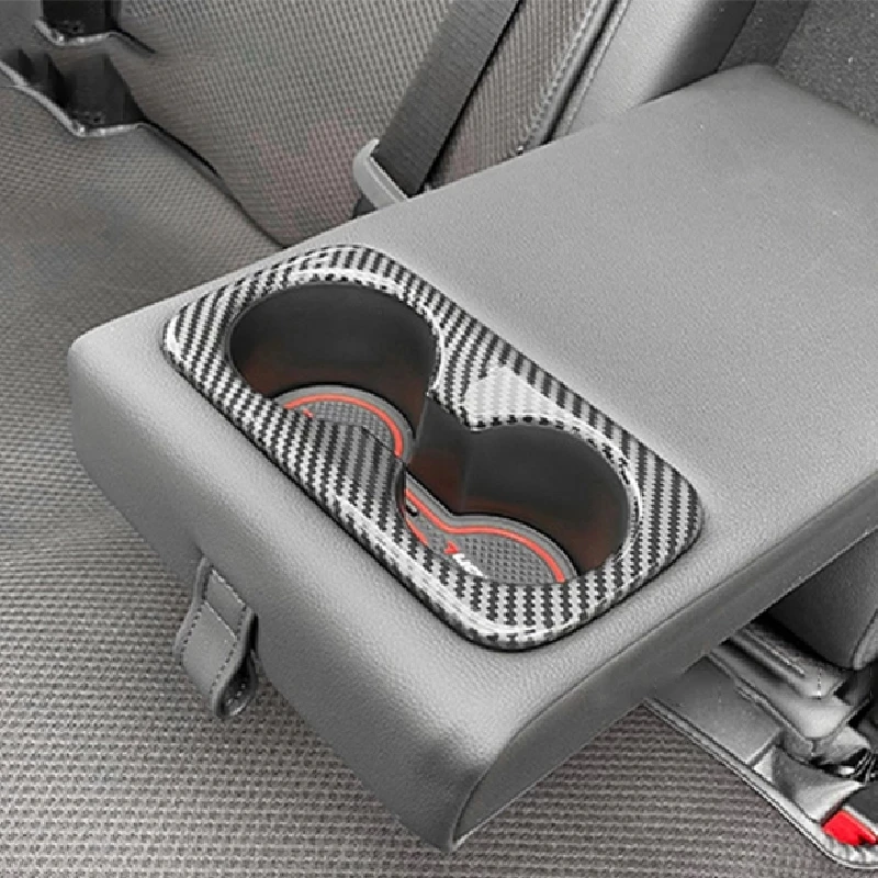 

For Hyundai Tucson NX4 Accessories 2021 2022 ABS Carbon Wood Grain Trim Car Rear Armrest Water Cup Holder Decor Sticker Cover